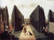 unknow artist Hartwell House,Topiary alleys behind the wilderness and William iii Column oil painting reproduction